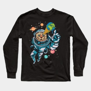 Cat in Space - Funny Spacesuit  Cat Graphic Long Sleeve T-Shirt